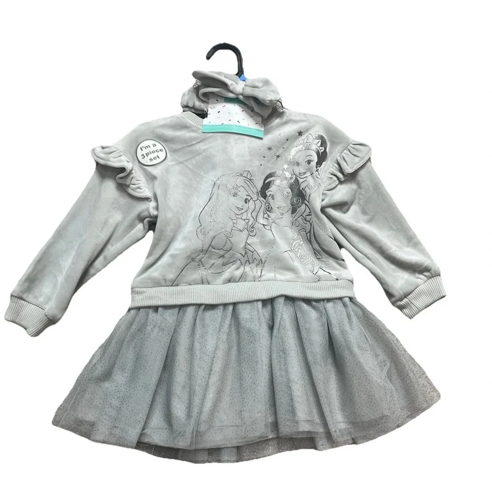 Disney Baby Princess 3 Piece Outfit Gray Size 24 Months‎ Dress